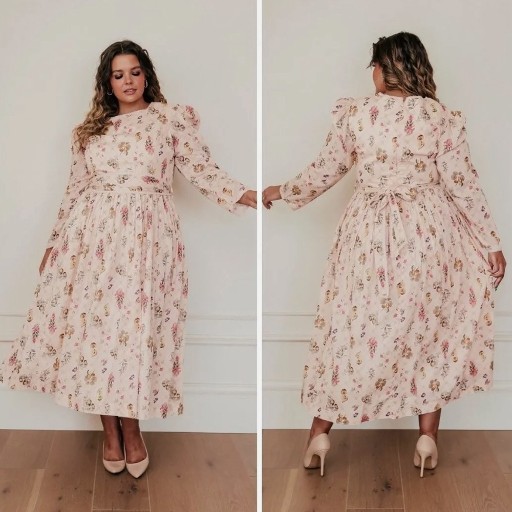 Jessakae Pink Floral Pear Grove Dress Long Sleeve cottagecore girls SIZE 2X